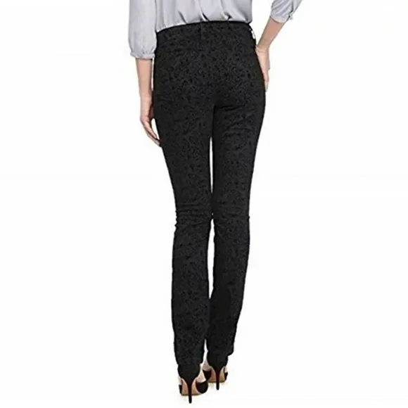 NYDJ Samantha Black Medallion Velvet Embroidered Jeans - Picture 2 of 9